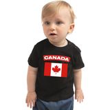 Canada baby shirt met vlag zwart jongens en meisjes - Kraamcadeau - Babykleding - Canada landen t-shirt