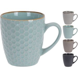 Set van 4x stuks luxe gekleurde stoneware bekers/koffiekopjes 300 ml