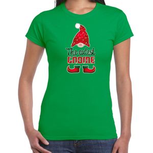 Bellatio Decorations fout kersttrui t-shirt dames - Cutest Gnome - green - Christmas dwarf