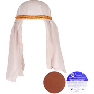 Carnaval verkleed hoed voor een Arabier/Sjeik - hoofddoek - met flacon bruin schmink