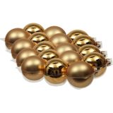 24x stuks kerstversiering kerstballen goud van glas - 8 cm - mat/glans - Kerstboomversiering