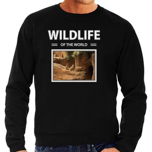 Dieren foto sweater Stokstaartje - zwart - heren - wildlife of the world - cadeau trui Stokstaartjes liefhebber