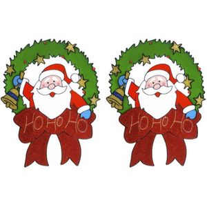 2x stuks kerst raamstickers kerstman plaatjes 30 cm - Raamdecoratie kerst - Kinder kerststickers