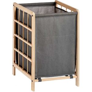 Kipit Wasmand Woodbox - met opvang waszak - 50 liter compartiment - 40 x 33 x 60 cm