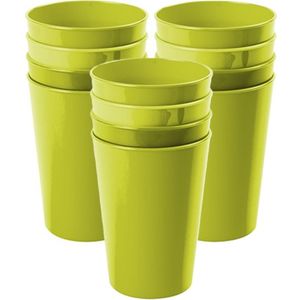 Hega Hogar Onbreekbare drinkglazen - set 12x stuks - kunststof - groen - 300 ml - camping/outdoor/kinderen - limonade glazen