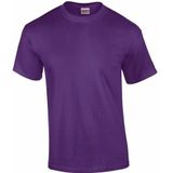 Set van 2x stuks paarse katoenen t-shirts voor heren 100% katoen - zware 200 grams kwaliteit - Basic shirts, maat: L (40/52)