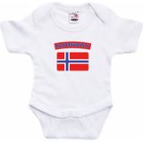 Norway baby rompertje met vlag wit jongens en meisjes - Kraamcadeau - Babykleding - Noorwegen landen romper
