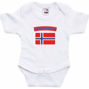 Norway baby rompertje met vlag wit jongens en meisjes - Kraamcadeau - Babykleding - Noorwegen landen romper