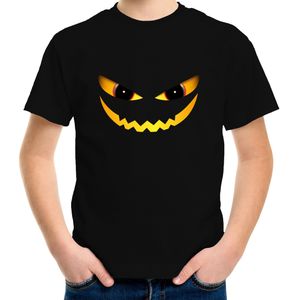 Duivel gezicht halloween verkleed t-shirt zwart voor kinderen - horror shirt / kleding / kostuum