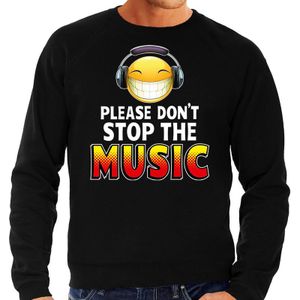 Funny emoticon sweater Please dont stop the music zwart voor heren - Fun / cadeau trui