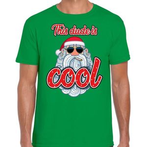 Fout Kerst shirt / t-shirt - Stoere kerstman - this dude is cool - groen voor heren - kerstkleding / kerst outfit