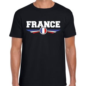 Frankrijk / France landen t-shirt met Franse vlag zwart heren - landen shirt / kleding - EK / WK / Olympische spelen outfit