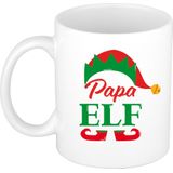 Set van 2x mokken Pappa en Mama Elf koffiemok / theebeker kerstcadeau ouders 300 ml