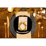 Inge Christmas Diner/kerstdiner onderborden - 2x st - zwart met goud - kunststof - D33 cm