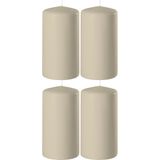 4x Beige cilinderkaarsen/stompkaarsen 6 x 12 cm 45 branduren - Geurloze kaarsen beige - Woondecoraties