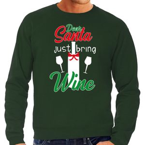 Dear Santa just bring wine drank Kerstsweater / Kerst trui groen voor heren - Kerstkleding / Christmas outfit