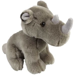 Pluche Grijze Neushoorn Knuffel 18 cm - Neushoorns Wilde Dieren Knuffels - Speelgoed Voor Kinderen