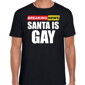 Bellatio Decorations Foute humor Kerst t-shirt - breaking news gay - heren - zwart
