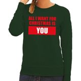 Foute kersttrui / sweater All I Want For Christmas Is You groen voor dames - Kersttruien