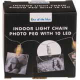 Out of the Blue lichtslingers -2x - LED verlichte knijpers -160cm -kaarten/foto ophangen