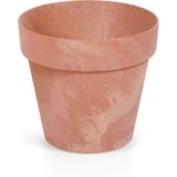 Set van 4x stuks kunststof bloempotten betonlook 40 cm terracotta - Bloempotten/plantenpotten voor binnen en buiten