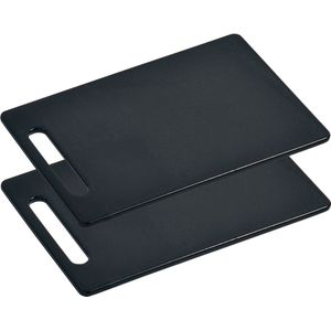 2x Kunststof snijplanken zwart 25 x 37 cm - Keukenbenodigdheden - Plastic snijplank
