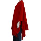 Luxe omslagdoek/poncho - rood - 180 x 140 cm - fleece - Dameskleding accessoires