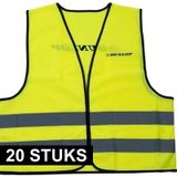 20x Veiligheidsvest Dunlop geel voor volwassenen - Reflecterende veiligheidsvesten 20 stuks