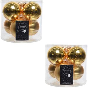 12x Gouden glazen kerstballen 8 cm - glans en mat - Glans/glanzende - Kerstboomversiering goud