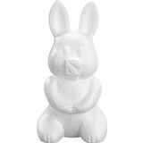 3x Piepschuim konijnen/hazen decoraties 24 cm hobby/knutselmateriaal - Knutselen DIY groot konijn/haas beschilderen - Pasen thema paaskonijnen/paashazen wit