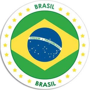 10x Brazilie sticker rond 14,8 cm - Braziliaanse vlag - Landen thema decoratie feestartikelen/versieringen