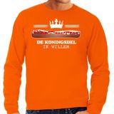Bellatio Decorations Koningsdag sweater voor heren - koningsdel/frikandel - oranje - feestkleding