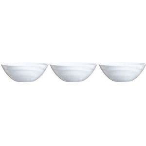 3x Salade schalen/slakommen van wit glas 27 cm - Schalen en kommen - Keuken accessoires