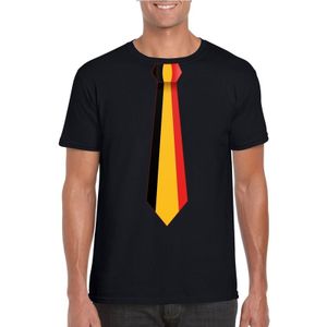 Zwart t-shirt met Belgie stropdas heren - Belgie supporter