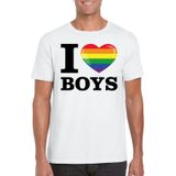 I love boys regenboog t-shirt wit heren - Gay pride shirt