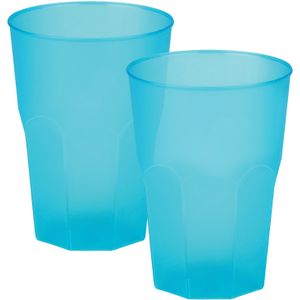 Santex drinkglazen frosted - turquoise - 12x - 420 ml - onbreekbaar kunststof - Cocktailglazen