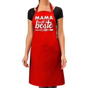 Mama kookt het beste keukenschort rood voor dames - Moederdag - bbq schort