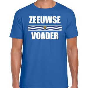 Zeeuwse voader met vlag Zeeland t-shirt blauw heren - Zeeuws dialect vaderdag cadeau shirt