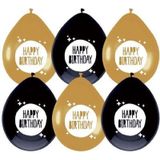 Haza - Feestartikelen verjaardag 16 jaar 36x mix ballonnen zwart/goud