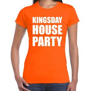 Koningsdag t-shirt Kingsday house party oranje voor dames - Woningsdag - thuisblijvers / Kingsday thuis vieren