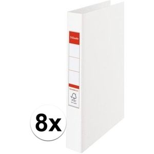 8x Ringband mappen/ordners 2 gaats A4 wit - Documenten/papieren opbergen/bewaren - Kantoorartikelen