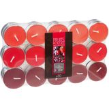 Geurkaars waxine/theelichtjes - 60x stuks - Rood fruit - 3,5 branduren