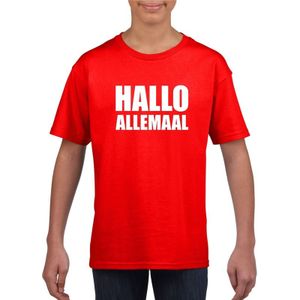 Hallo allemaal tekst rood t-shirt voor kinderen