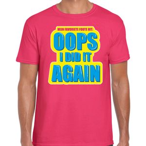 Foute party Oops I did it again verkleed/ carnaval t-shirt roze heren - Foute hits - Foute party outfit/ kleding