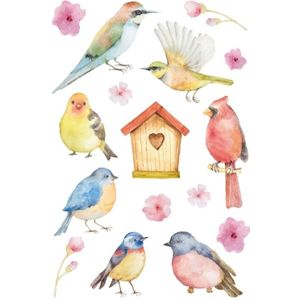 144x Vogel en bloemen stickers - kinderstickers - stickervellen - knutselspullen