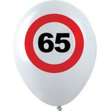 48x Leeftijd verjaardag ballonnen met 65 jaar stopbord opdruk 28 cm