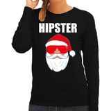 Foute Kerst sweater / kersttrui Hipster Santa zwart voor dames- Kerstkleding / Christmas outfit