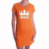 Queen met witte kroon jurk oranje voor dames - Koningsdag - supporters kleding / oranje jurkjes