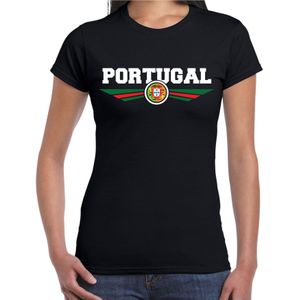Portugal landen t-shirt zwart dames - Portugal landen shirt / kleding - EK / WK / Olympische spelen outfit