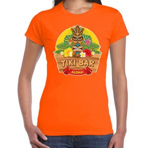 Hawaii feest t-shirt / shirt tiki bar Aloha voor dames - oranje - Hawaiiaanse party outfit / kleding/ verkleedkleding/ carnaval shirt